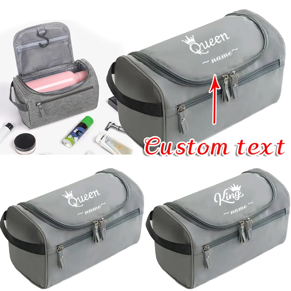 

Personalized Customization Name Portable Gray Makeup and Wash Bag High-quality Hanging Waterproof Wash Bag Customized Product