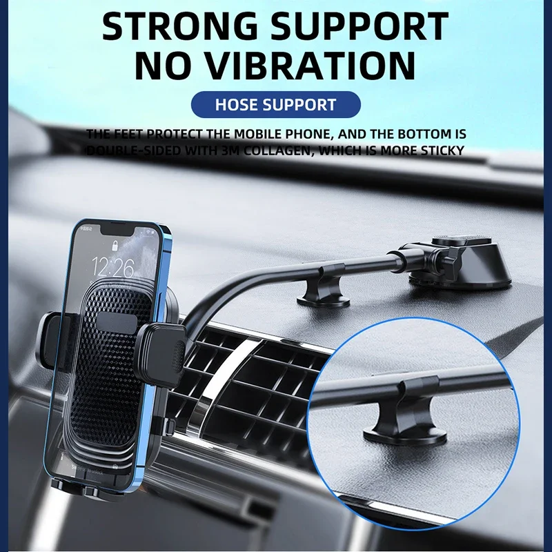 360° Rotating Car Phone Holder Universal Windshield Dashboard Phone Mount Flexible Long Arm Bracket Support GPS Suction Base