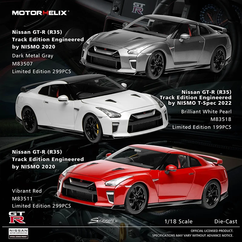 جديد في المخزون Motorhelix 1:18 Gtr R35 Tspec محاكاة سبيكة مصغرة يموت الصب افتتاح كامل نموذج سيارة ألعاب مخصصة الهدايا حلية