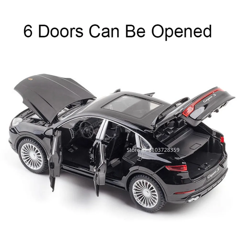 1:24 Cayenne 911 TurboS Model Car Mini Toys Metal Diecast Pull Back Sound Light Door Opened Ornament Toy Vehicles for Boys Gifts