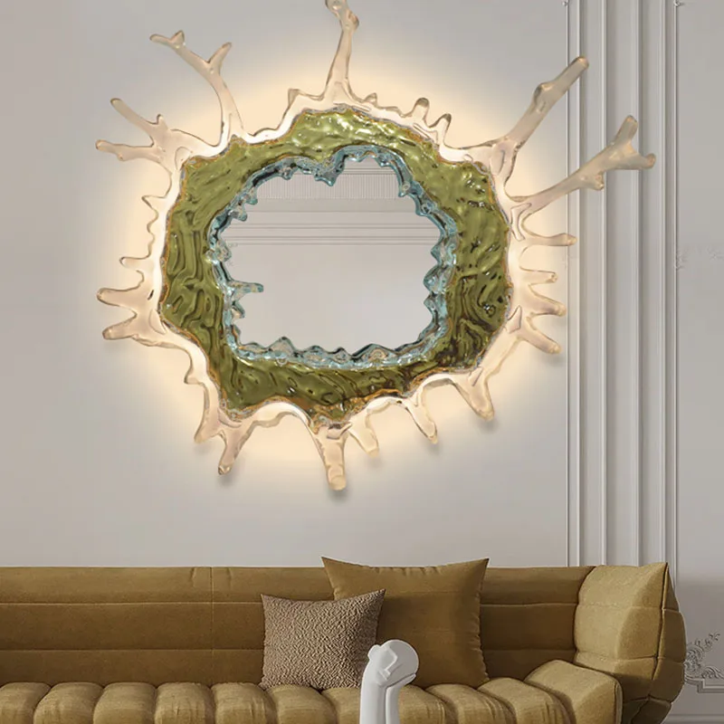 Large Wall Makeup Mirror Light Vanity Irregular Nordic Modern Design Salon Children Living Room Miroir Mural House Decoration