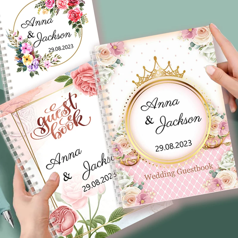 A5 Spiral Notebook Custom Names Date Personalized Signature Wedding Guestbook Customize Alternative Guest Book Mariage Reception