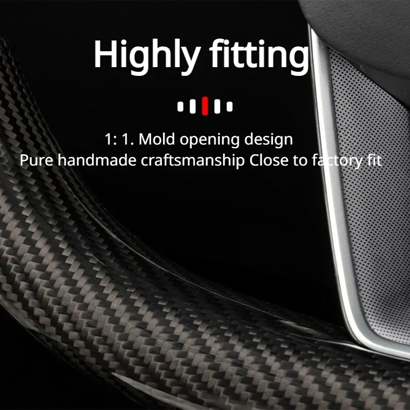 For Tesla New Model 3 Highland 2024 Steering Wheel Cover Real Dry Carbon Fiber 3K240G Steering Wheel Shell Decor Car Accessories