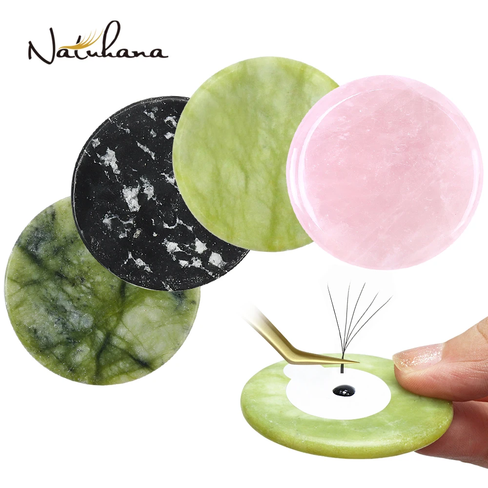 Glue Adhesive Pallet Round Jade Stone False Lash Eyelashes Pad Holder 100 pcs Waterproof Shim Paper Holder Grafting Makeup Tools