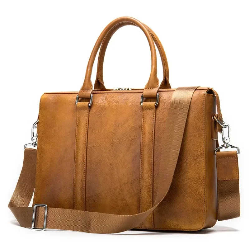 Men's Office and Business Laptop Crossbody Bag Handmade Handbag Genuine Vintage Leather Briefcase