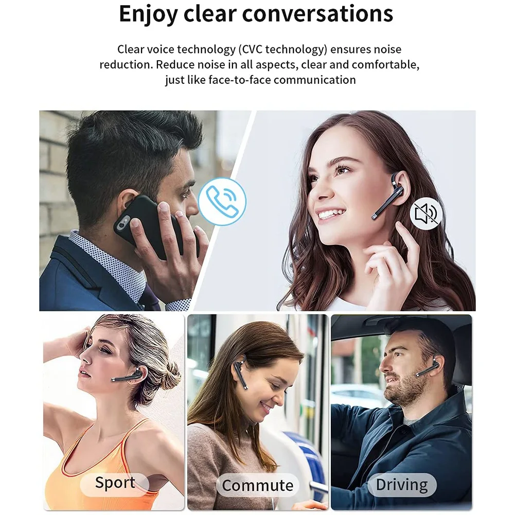 Popolare auricolare Bluetooth wireless vivavoce auricolare singolo microfono con cancellazione del rumore per ufficio/guida A