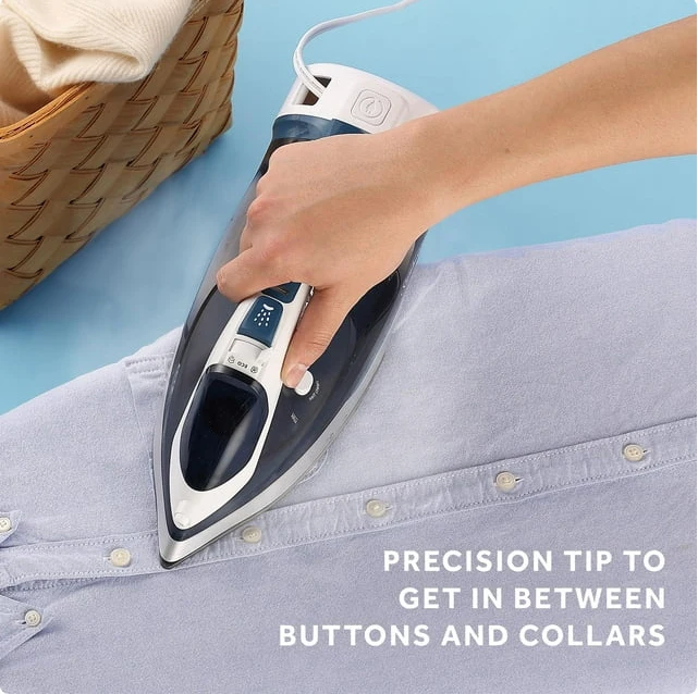 Sunbeam 1700W Steam Iron, Retractable Cord, Shot of Steam Feature, Blue and White Finish