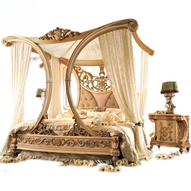 

Queen Home Furniture Solid Wood Loyal Bed Large Headboard Antique Double Crib Frame Bedroom
