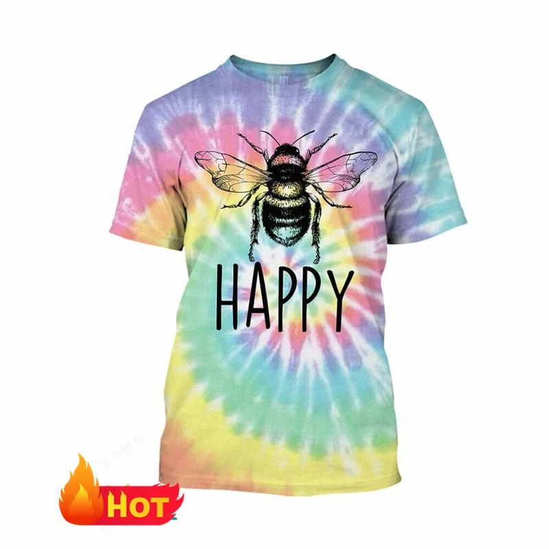 Summer New Casual Bee Pattern Men 3D Printed T-shirt Street Hip Hop Personalized Round Neck Harajuku Short Sleeve Unisex T Shirt