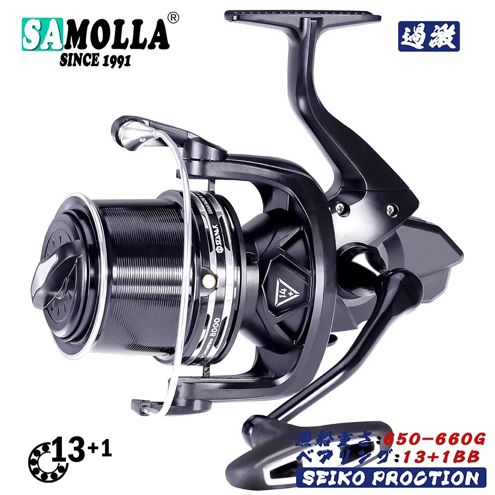 

Fishing Reel Distant Wheel Sea Surf Spinning Reels Carbon Drag 27kg 13+1BB Saltwater Boat Coil Accesorios Open Face Carretilha