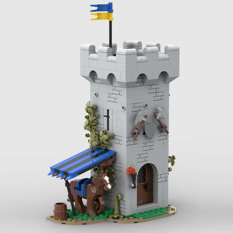 433pcs MOC European Medieval Street View Black Falcon Nest tower model DIY creative ideas Retro Toy BirthdayGift building blocks