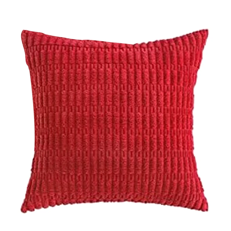 2 개의 빨간색 코듀로이 장식 던지기 베개 커버 팩 부드러운 Boho 줄무늬 베개 커버 현대 농가 홈 장식