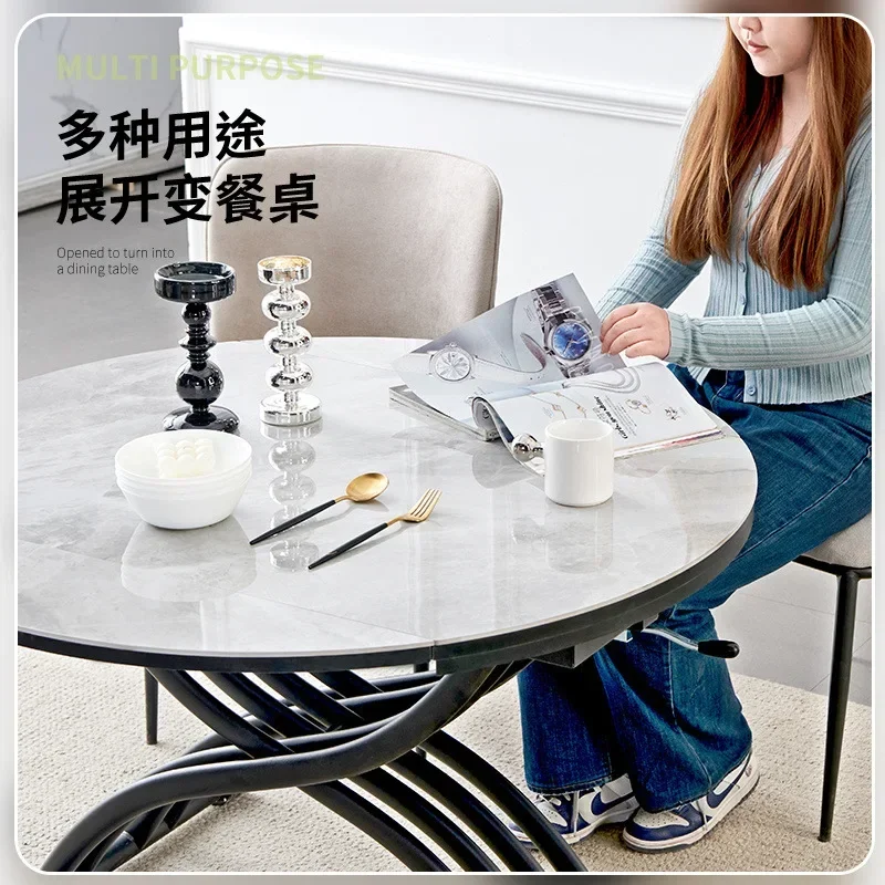 Mesa de centro elevable multifuncional, mesa de comedor integrada de doble propósito