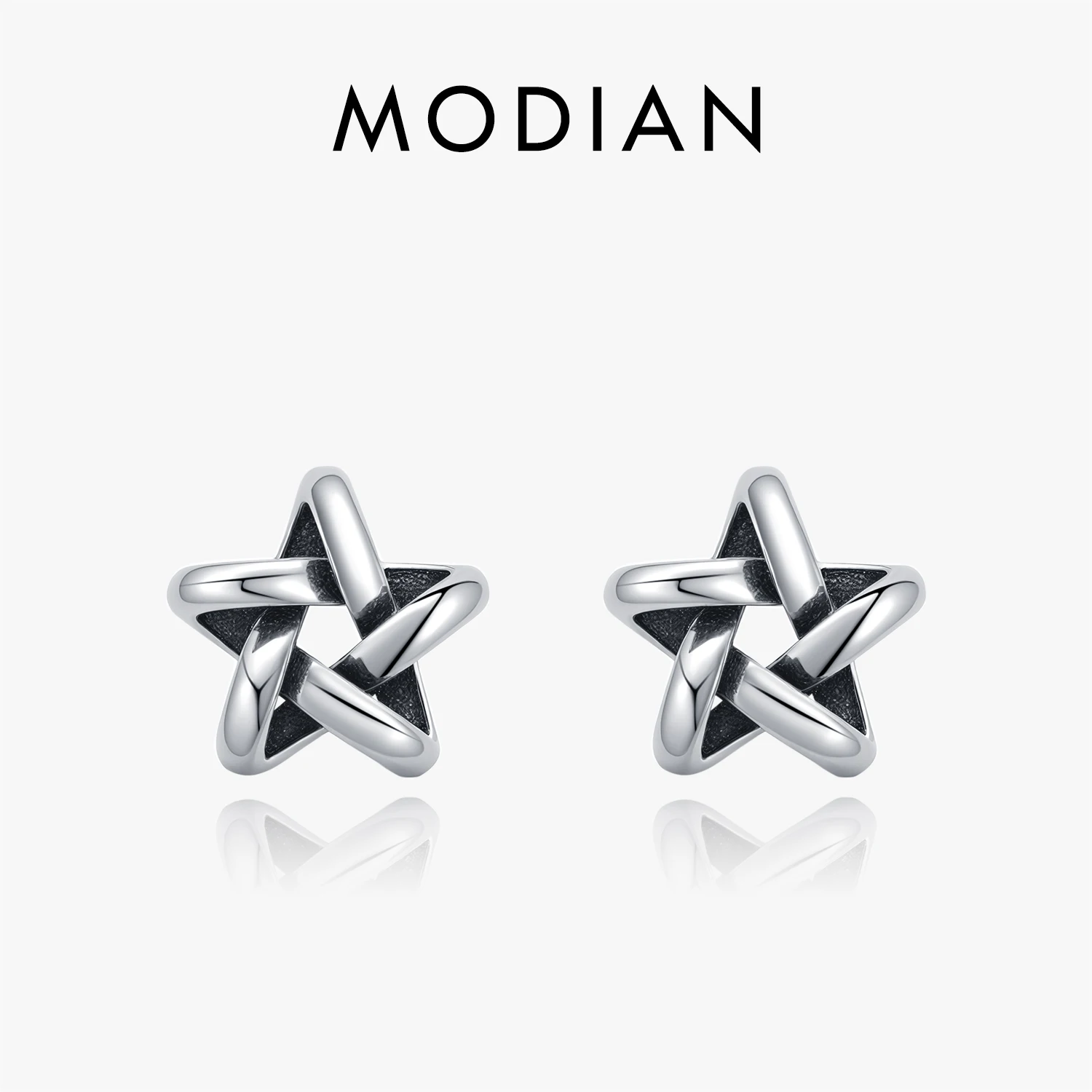 MODIAN 925 Sterling Silver Retro wykwintne Pentagram gwiazdy stadniny kolczyki dla kobiet w stylu Vintage Fine Jewelry akcesoria