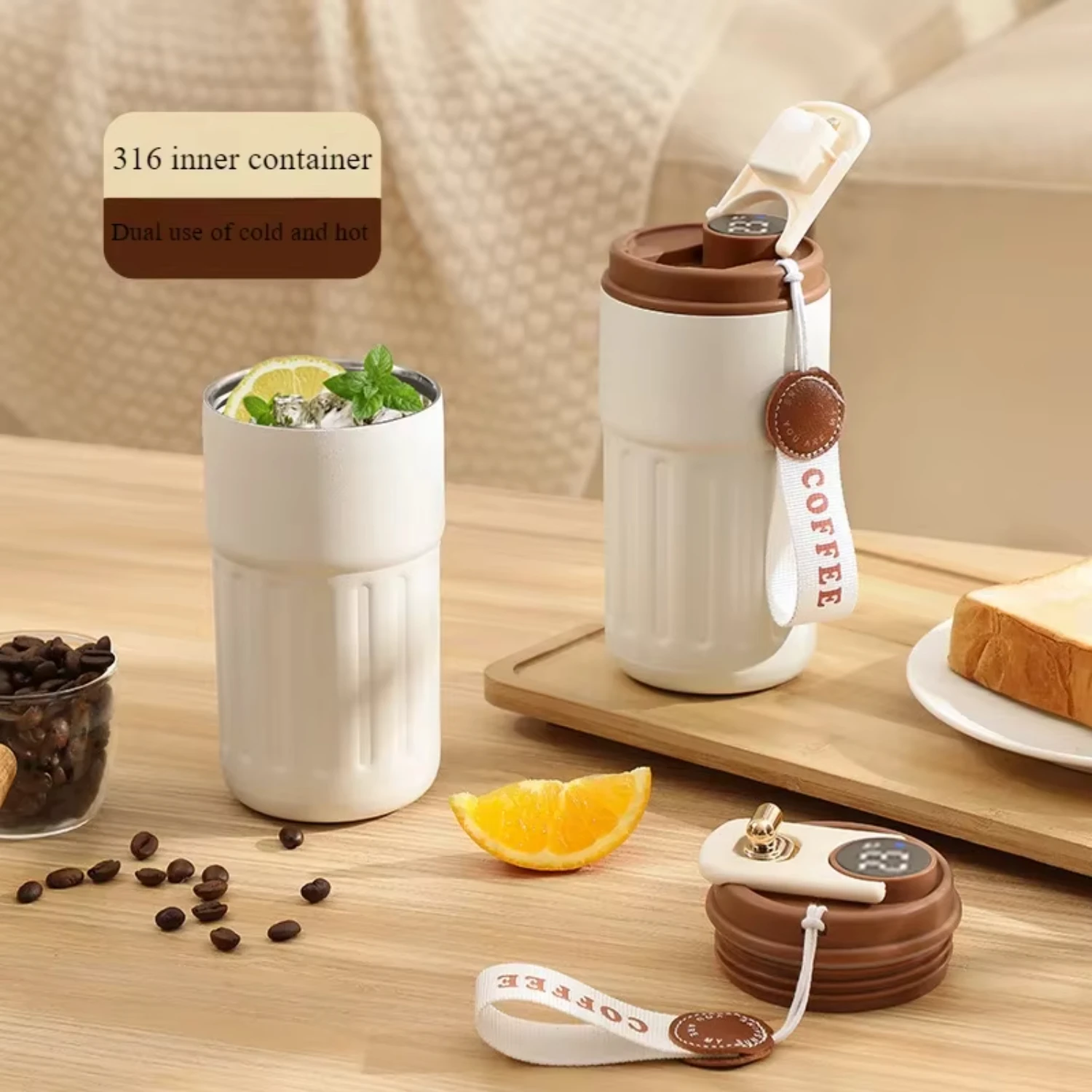 450ml Thermal Mug Thermos Bottle Smart Display Temperature 316 Stainless Steel Vacuum Cup Office Coffee Cup Business Portable