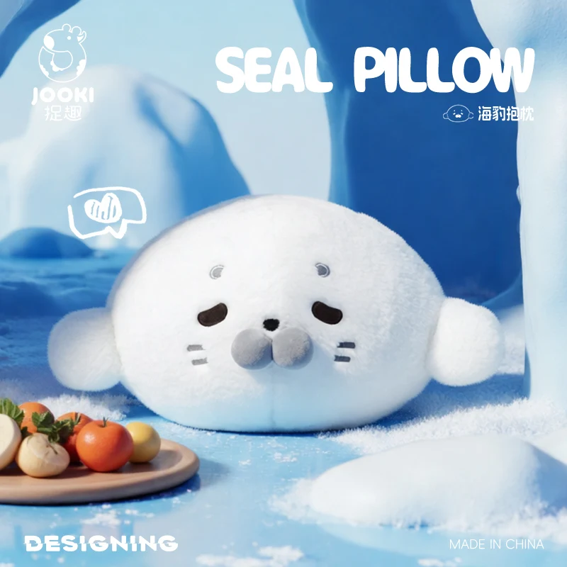 Baby Seal Plush Toy 40cm Soft Cuddly White Marine Animal Stuffed Gift Adorable Black Eyes Grey Snout Soothing Seal hug pillow
