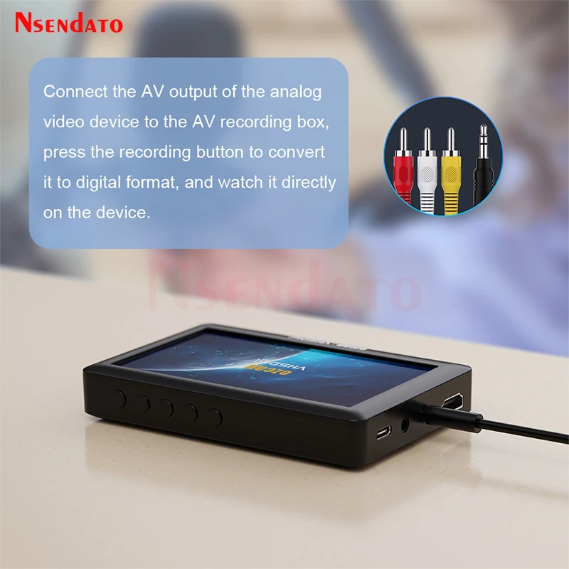 Ezcap180 4.3 "AV مسجل فيديو صندوق التقاط الصوت 1080P من VHS Digi المحمولة Vhs DVD Hi8 كاميرا الفيديو إلى TF بطاقة U القرص