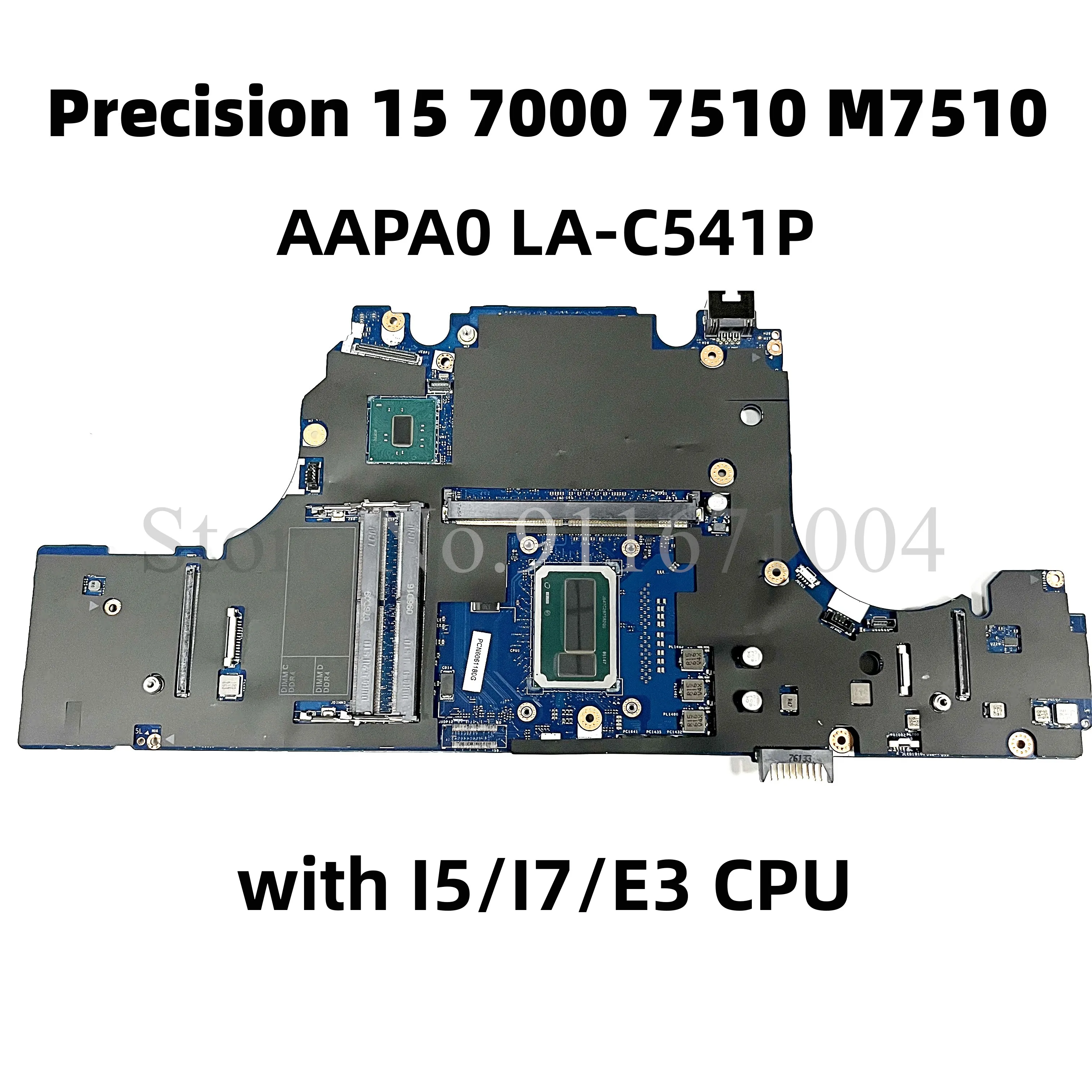 Imagem -01 - Placa-mãe Portátil para Dell Aapa0 La-c541p Cn086pc0 086pc0 Dell Precision 15 7000 7510 M7510 i5 i7 e3 Cpu