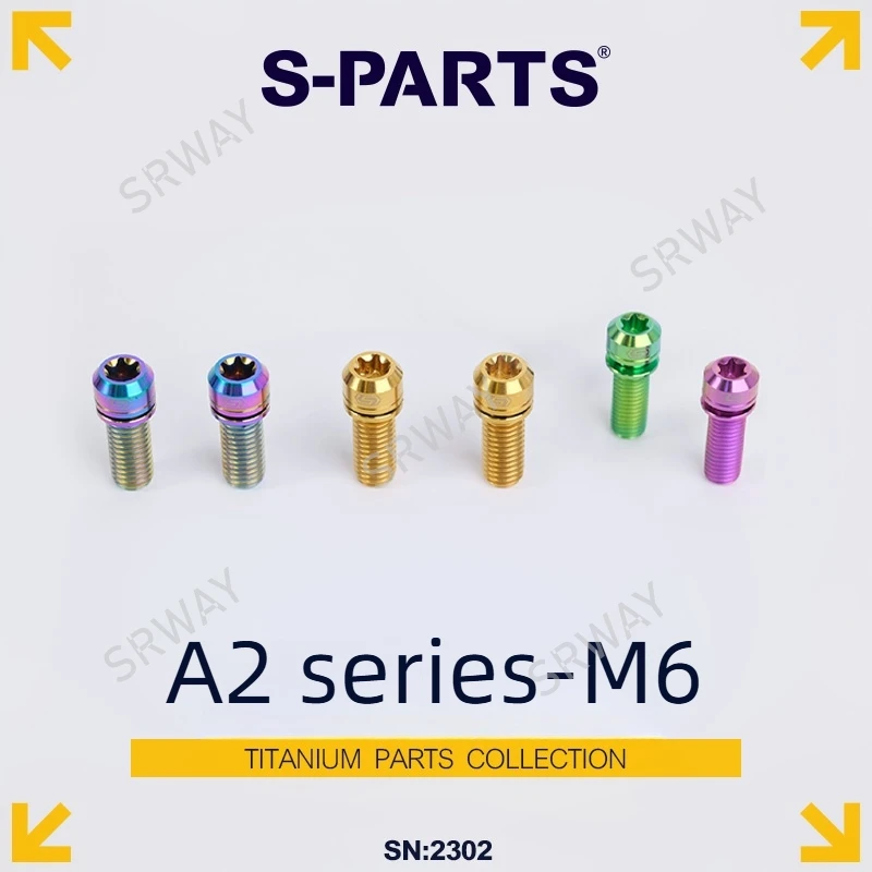 S-PARTS Titanium Screw A2 M6 w/washer gasket 10 12 14 17 19 22 25 30 35 40 55mm For Road Mountain Bikes Crank Disc brake fixing