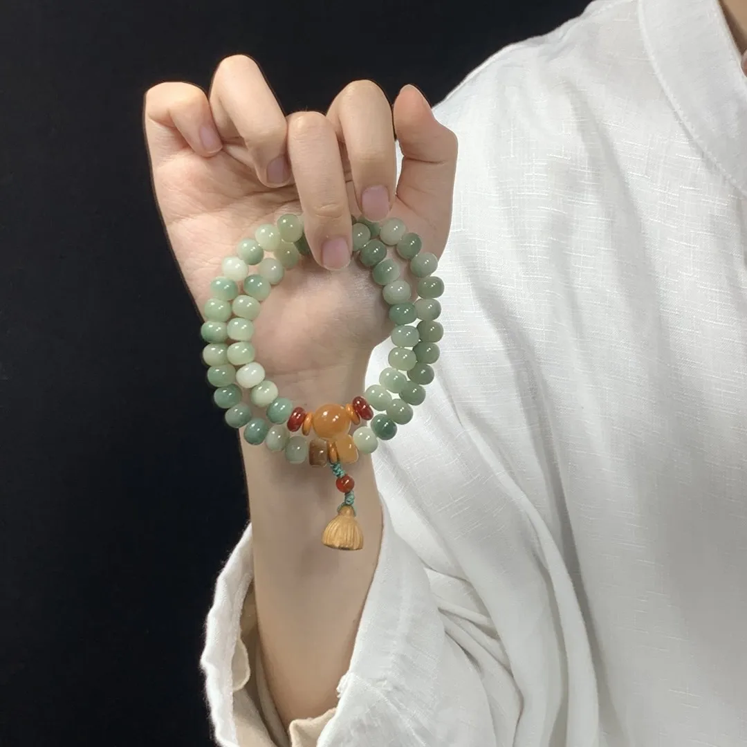 Tiktok Broadcast Explodes Half Mountain and Half Water Floating Flower Bodhi Root Double Loop Hand String Female Buddha Beads