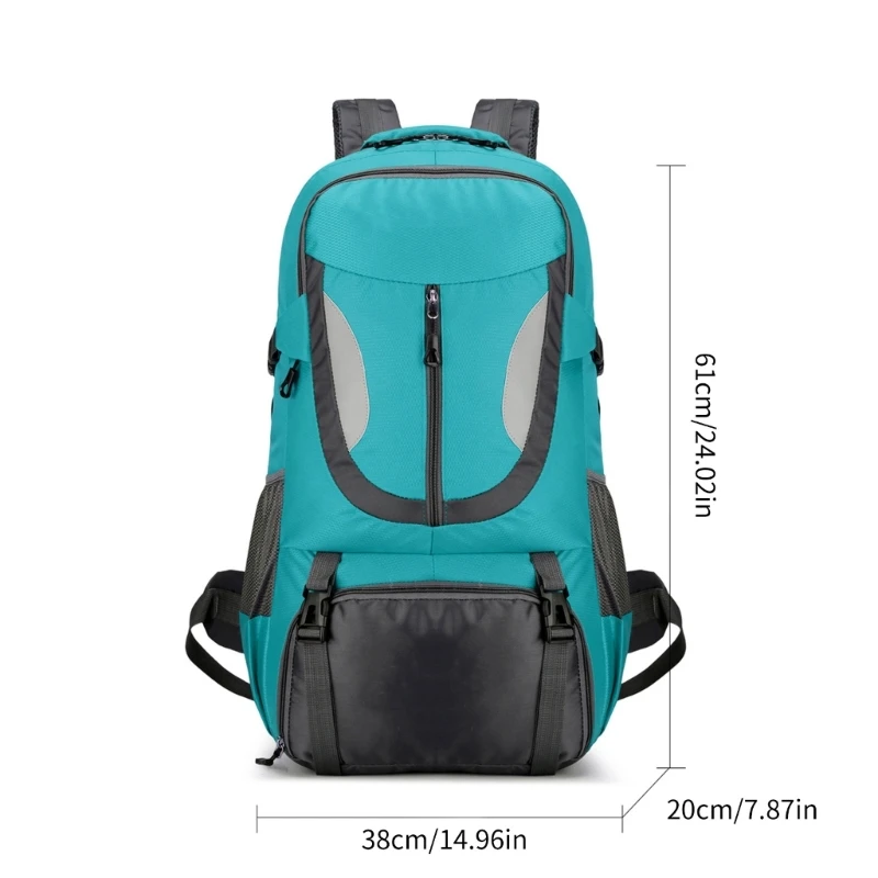 Mens Women 60L Waterproof Hiking Camping Backpack Lightweight Large Capacity Daypack with Multi Compartments Reflective