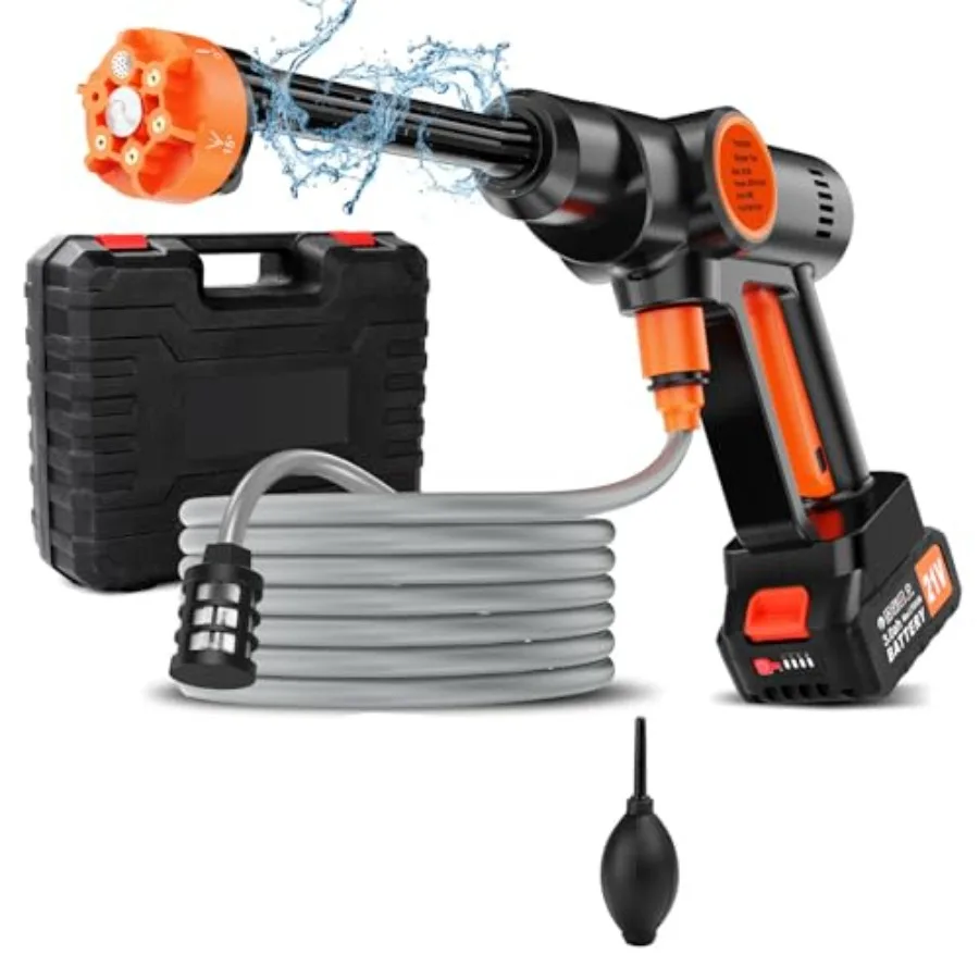 

Cordless handheld washer for car, patio, boat, fence, driveway, floor, deck cleaning; brushless motor, 6000mAh battery; lightwe