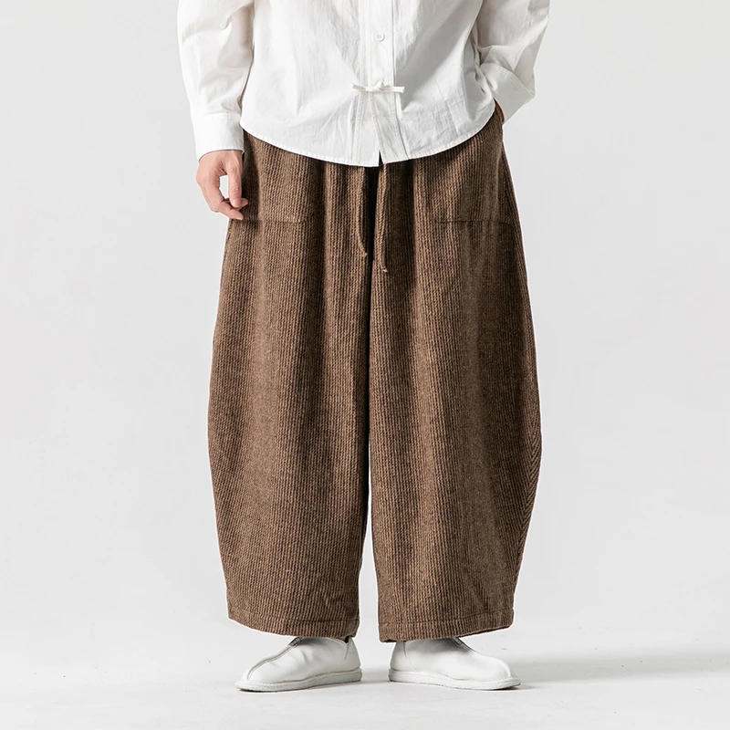 Corduroy Men Wide Leg Pants Oversized Joggers Casual Pants Men Streetwear Vintage Harem Pants Male Loose Trousers Large Size 5XL