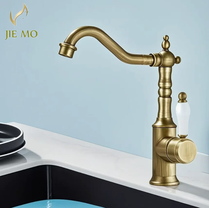 brass European-style classical silver faucet for kitchen sink, wash basin, and dish rack, with innovative hot and cold