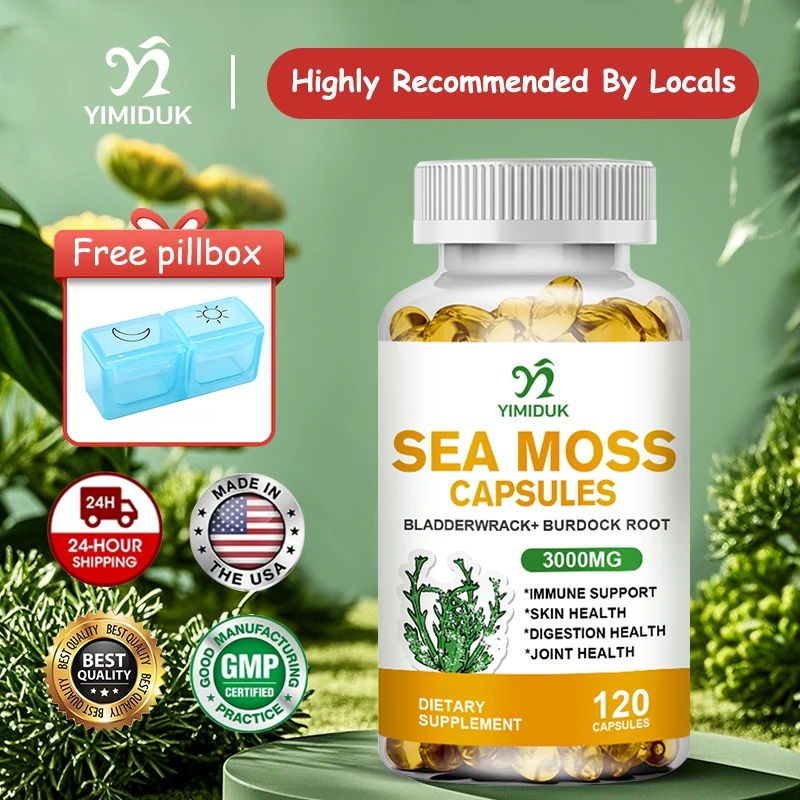 

Yimiduk Sea Moss Capsules, Support Strengthens Immune System, Promotes Digestion, Enhance Skin Health, Promotes Energy Thyroid