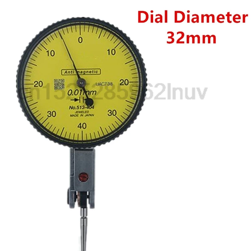 Wskaźnik wybierania CNC 513-404 analogowa dźwignia czujnik zegarowy dokładność 0.01 zakresu 0-0.8mm średnica 38mm 32mm narzędzia pomiarowe