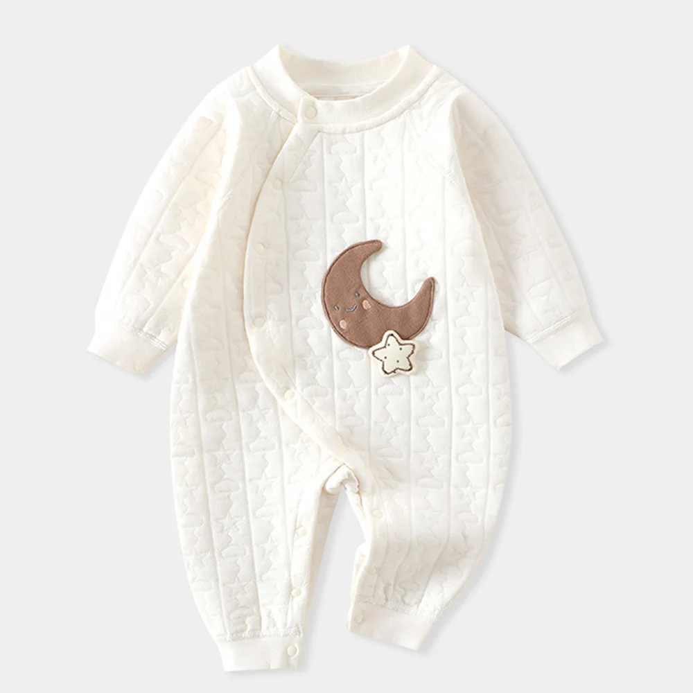 Unisex Newborn Clothes 0 To 3 Months Quilted Warm Autumn Winter Infant Jumpsuit Long Sleeve Romper For Boys Girls