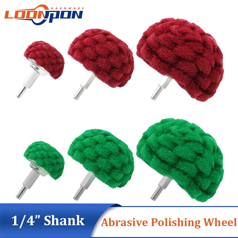 

6PCS Non Woven Abrasive Buffing Polishing Wheel Drill Attachment Set 1/4” Shank Scouring Pads Power Scrubber Cleaning Kit