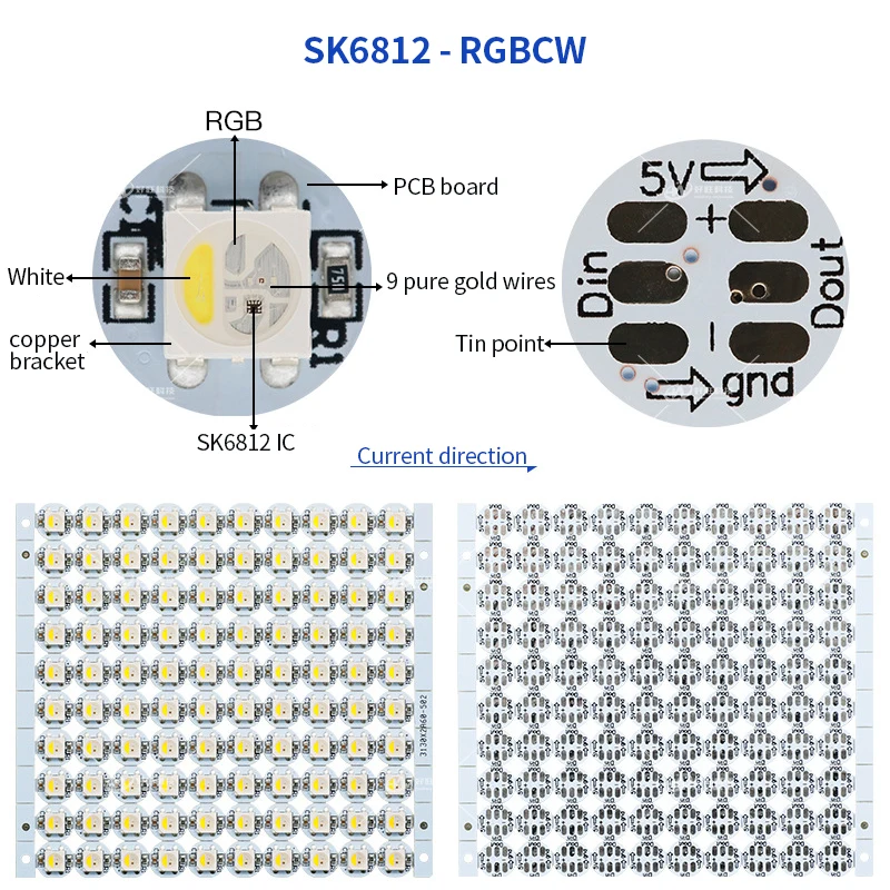 50pcs-1000pcs WS2812B WS2812 SK6812 LED Chip 5050 SMD RGB RGBW DC5V with Black/White PCB Board Heat Sink 9.6mm Diameter