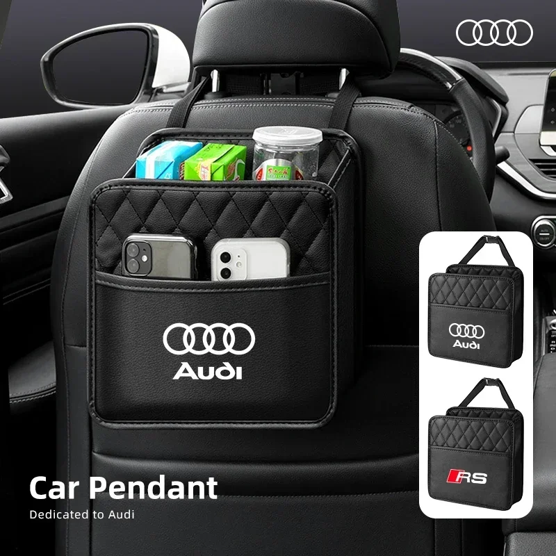 

Leather Car Badge Door Storage Box Under Seat Back Trash Bag Interior Accessorie For Audi SLINE A1 A3 8P A4 B5 B6 B7 B8 A5 A6 C5