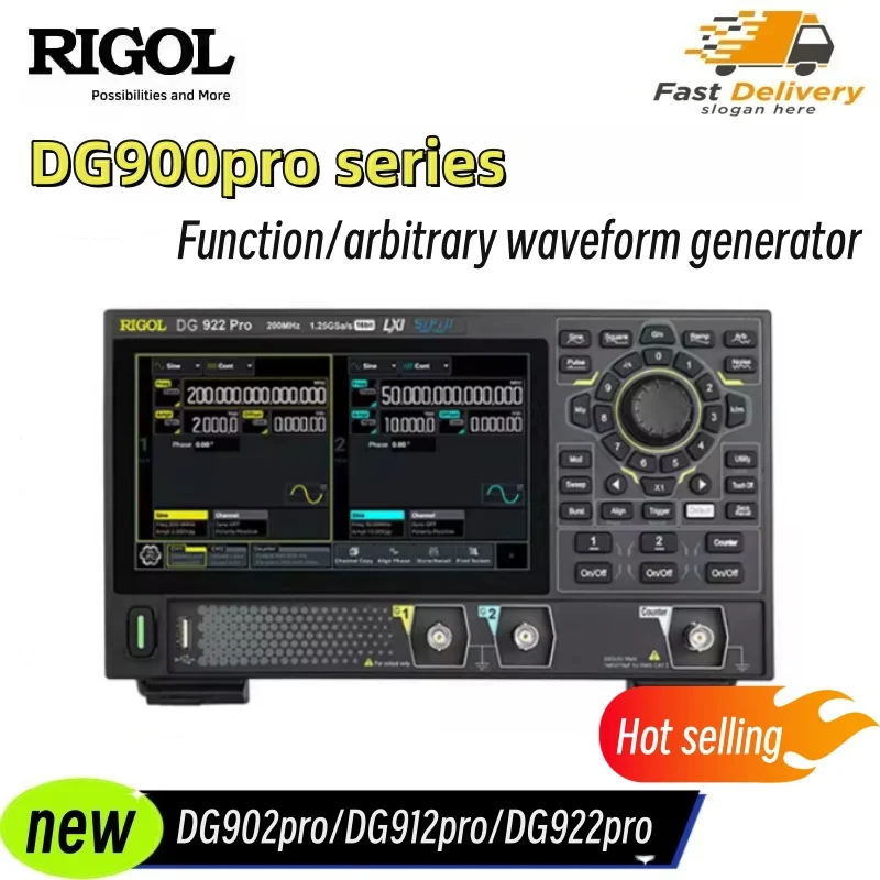 RIGOL Super Light Function / Arbitrary Waveform Generator DG900 Pro,2 Channel 1.25Gsa/s,70 -200 MHz With 7inch touchscreen