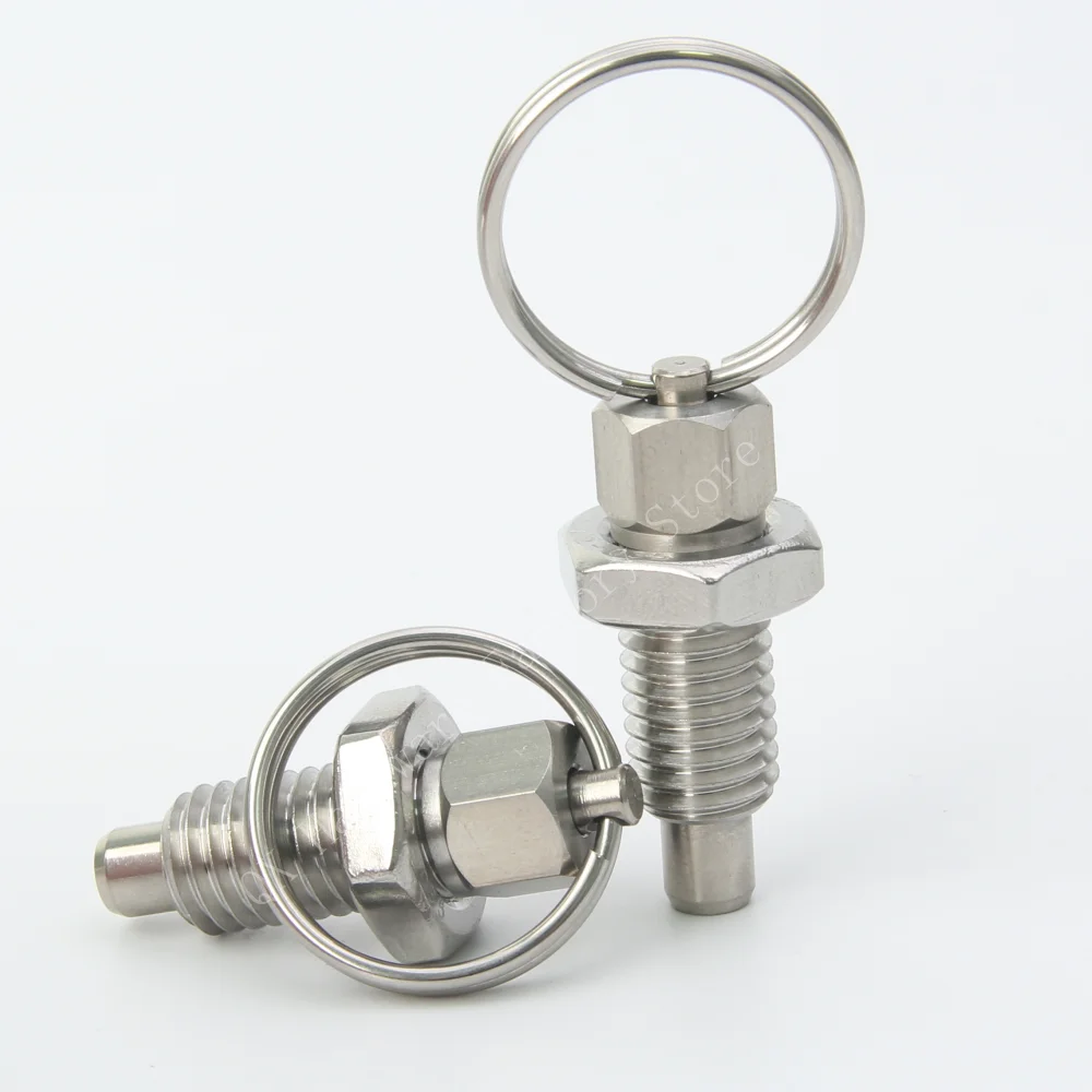 QX217 Stainless/Carbon Steel Body Short Pull Ring Hand Retractable Spring Plungers with Locking Nut