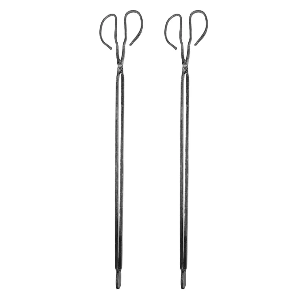 2Pcs Fireplace Garbage Clamps Extended Heavy Duty Iron Long Handle Tongs Outdoor Firewood Stove Bbq Charcoal Picker
