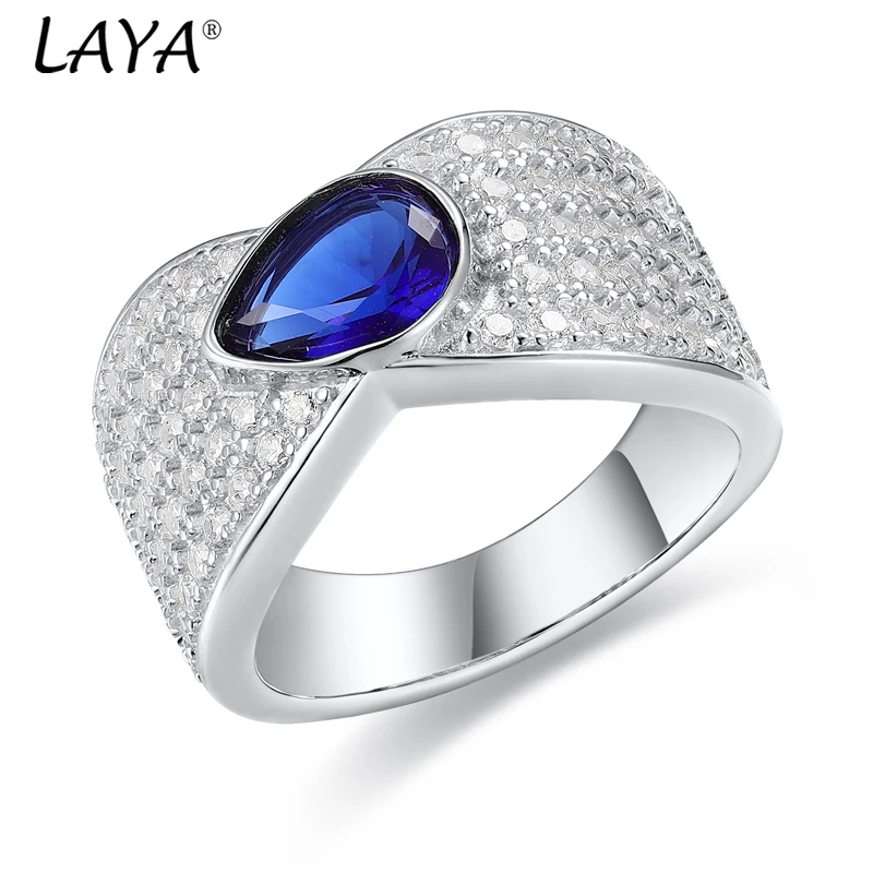 

Laya 2025 НОВОЕ кольцо для женщин, высокое качество, синий сапфир, белый циркон, стерлинговое серебро 925 пробы, модные оригинальные ювелирные изделия, НОВЫЙ тренд
