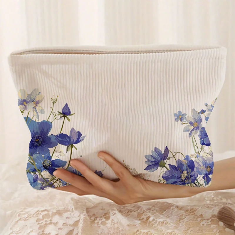 Corduroy Makeup Bag Toiletry Pouch Zippered Storage Box, Lightweight Cosmetic Bag, Exclusive   for Best Friends and Sisters