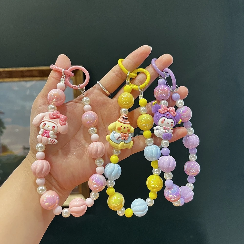 

Creative Sanrio Anime Mobile Phone Chain, Kawaii Beaded Keychain, Bag Pendant Fashion Accessories Girl Gift