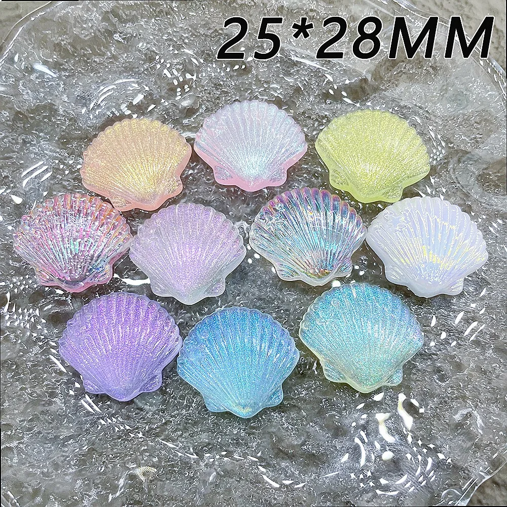 100pcs Kawaii Resin Simulated Mini Glitter Shell Flatback for DIY Phone Case Hairpin Keychain Scrapbook Dollhouse Decor