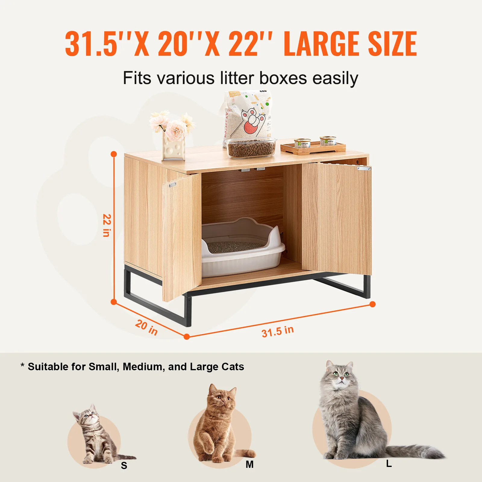 Kattenbak Behuizing Verborgen Kattenbak Meubilair 31,5"L x 20"B x 22"H