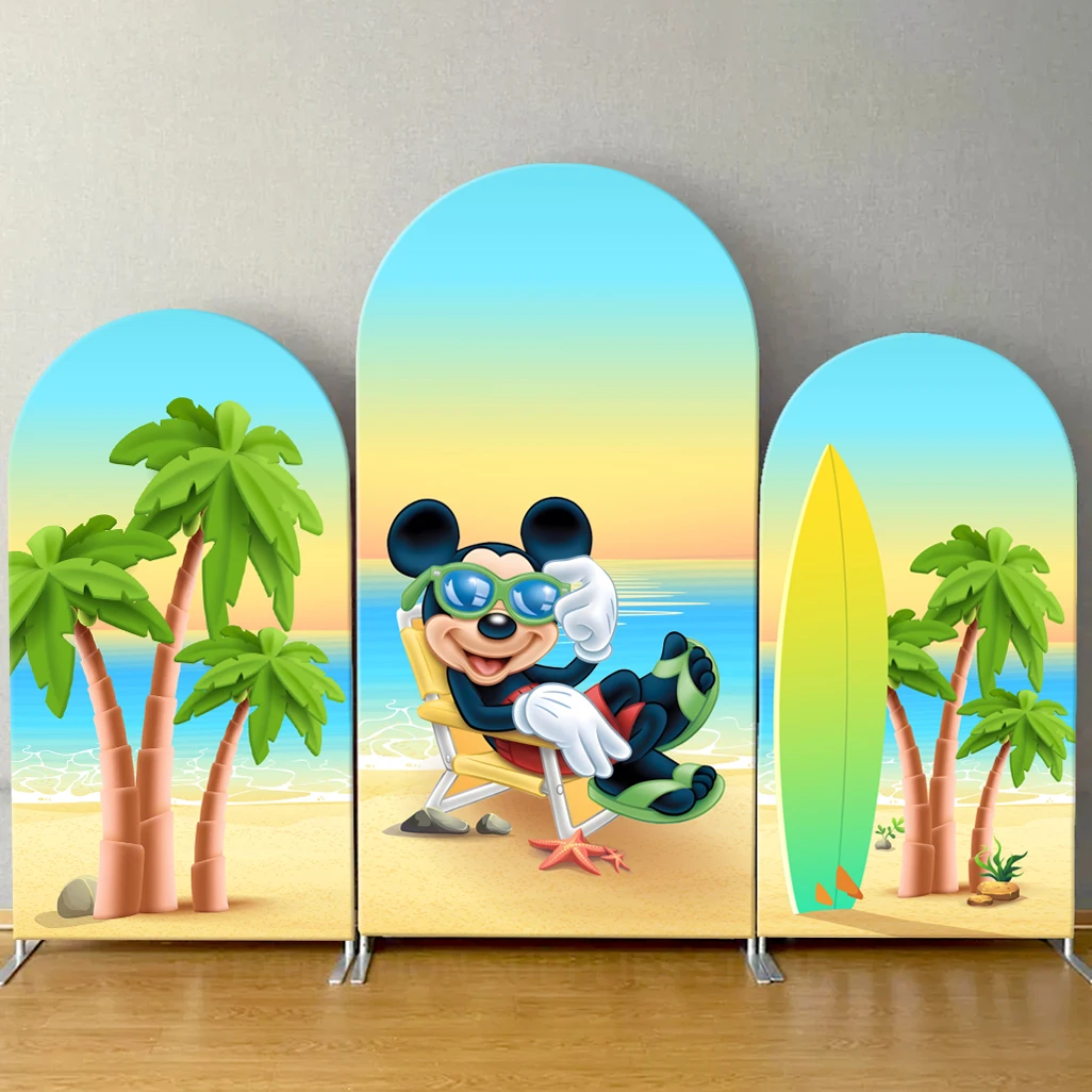

Disney Mickey Mouse Arch Backdrop Cover Boys Birthday Party Decoration Baby Shower Photography Background Wall Elastic Fabric