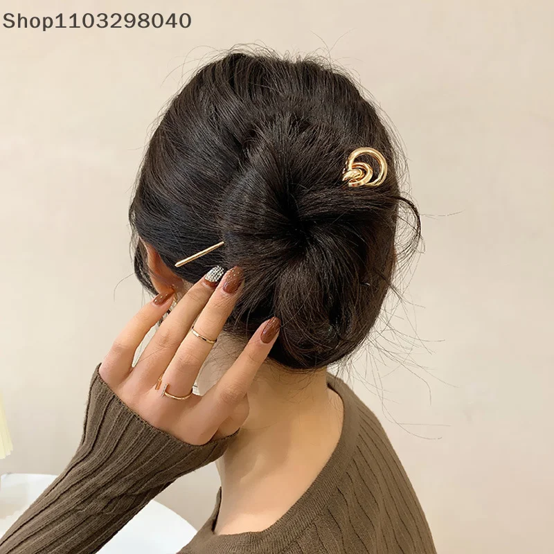 

2022 New Koren Hair Hairpins for Women Gold Fork Disk Barrette Clip Hair Sticks One-character Wedding Headwear Hair Accessories