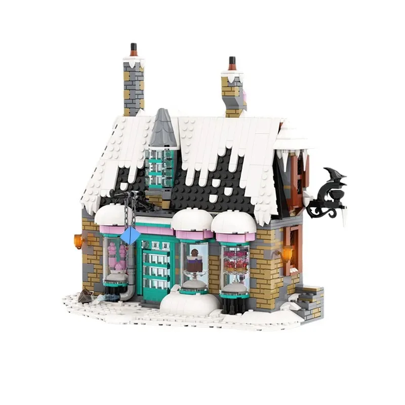 MOC Kreatives Winter-Architektur-Modell: Besenmädchen-Dorf-Taverne, Baustein-Modell, DIY-Puzzle für Erwachsene, Montage-Spielzeug, Geburtstagsgeschenk, Dekoration – Detail 13