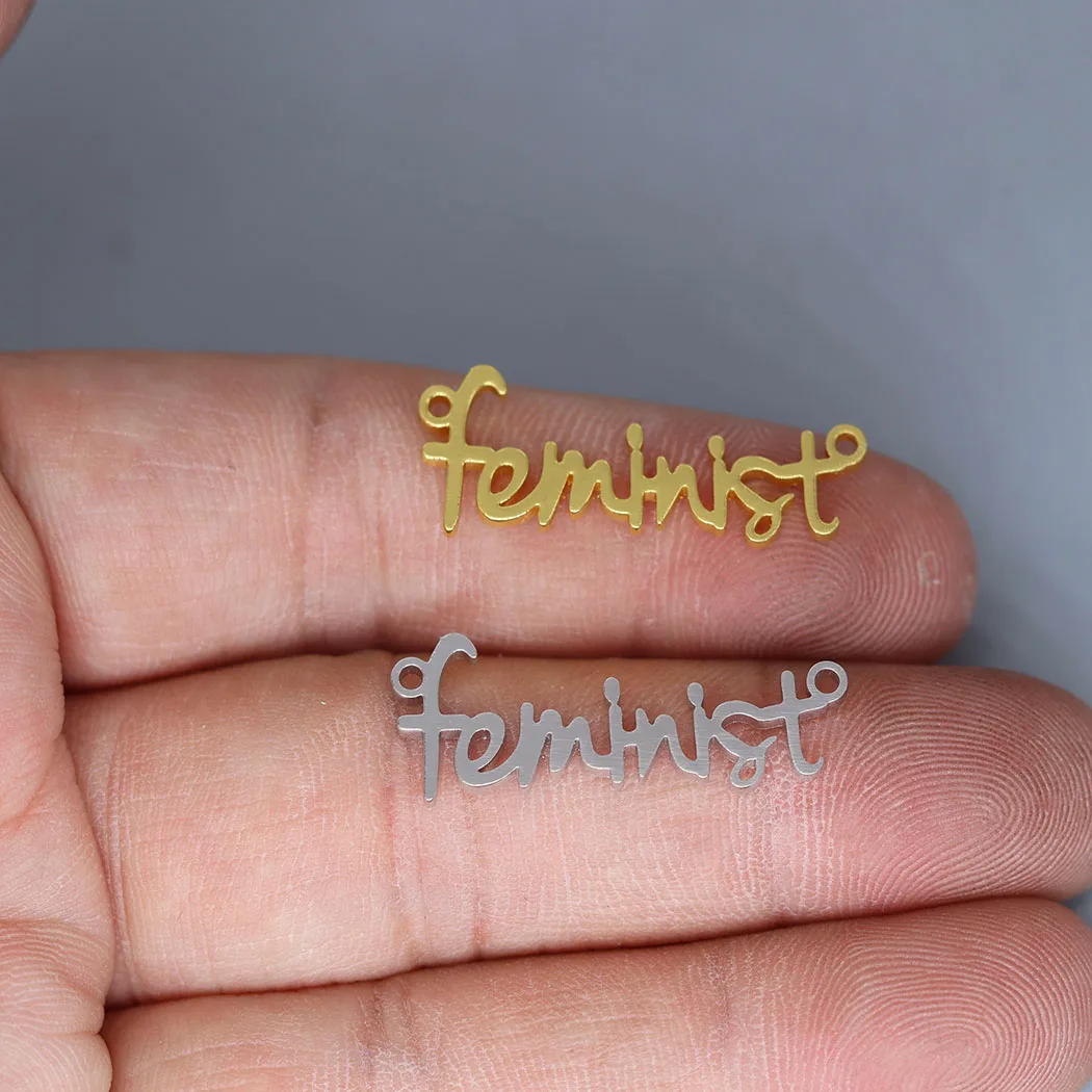3pcs Stainless Steel Letter Feminist Necklace Charms Women Strong Woman Girls Power Fashion Charm Pendant Handmade Jewelry