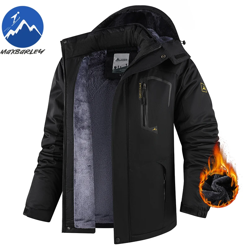 

Maxbarley осенне-зимняя куртка для мужчин и женщин, повседневная теплая ветровка на толстой флисовой подкладке, пальто для работы, пешего туризма, лыж, водонепроницаемая парка с капюшоном