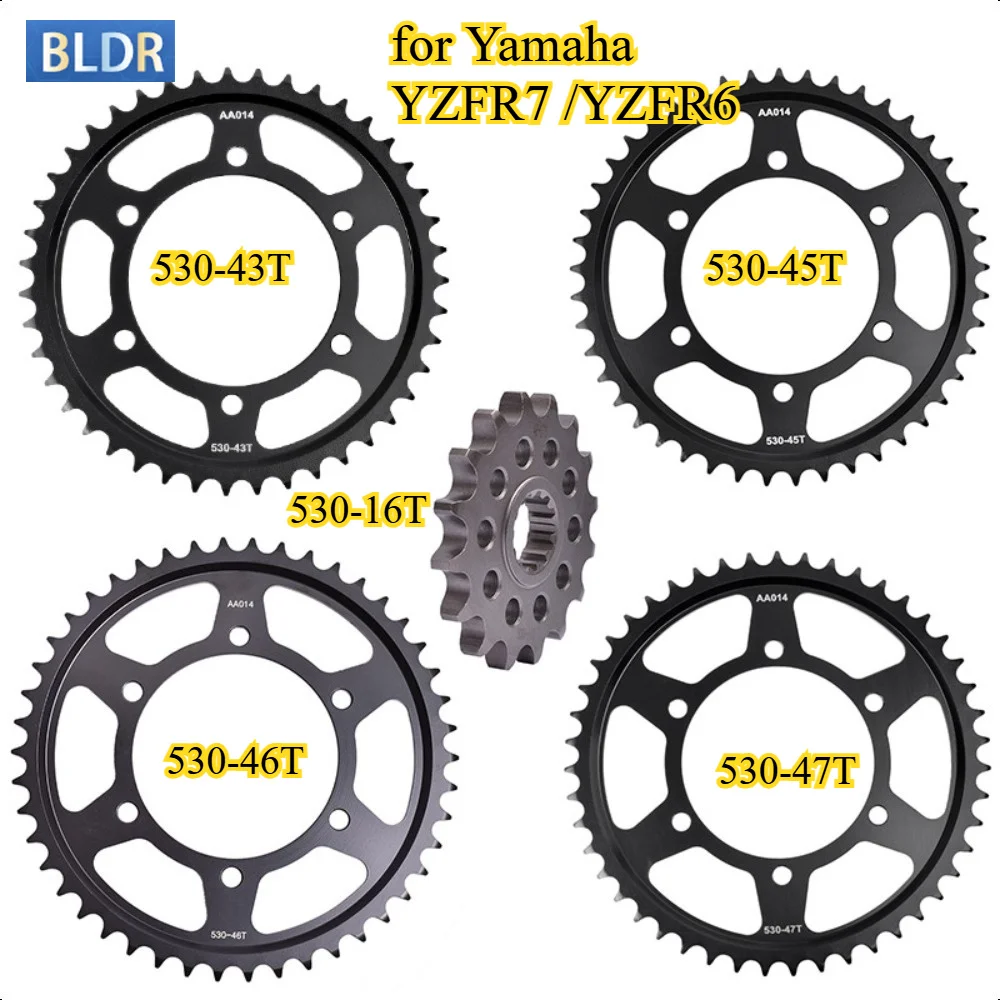530-16T 43T 45T 46T 47T  Front Rear Sprocket Kit For Yamaha FZ6 FZ6 Fazer YZF-R6 YZF-R650th YZF-R7 YZFR6 YZFR7