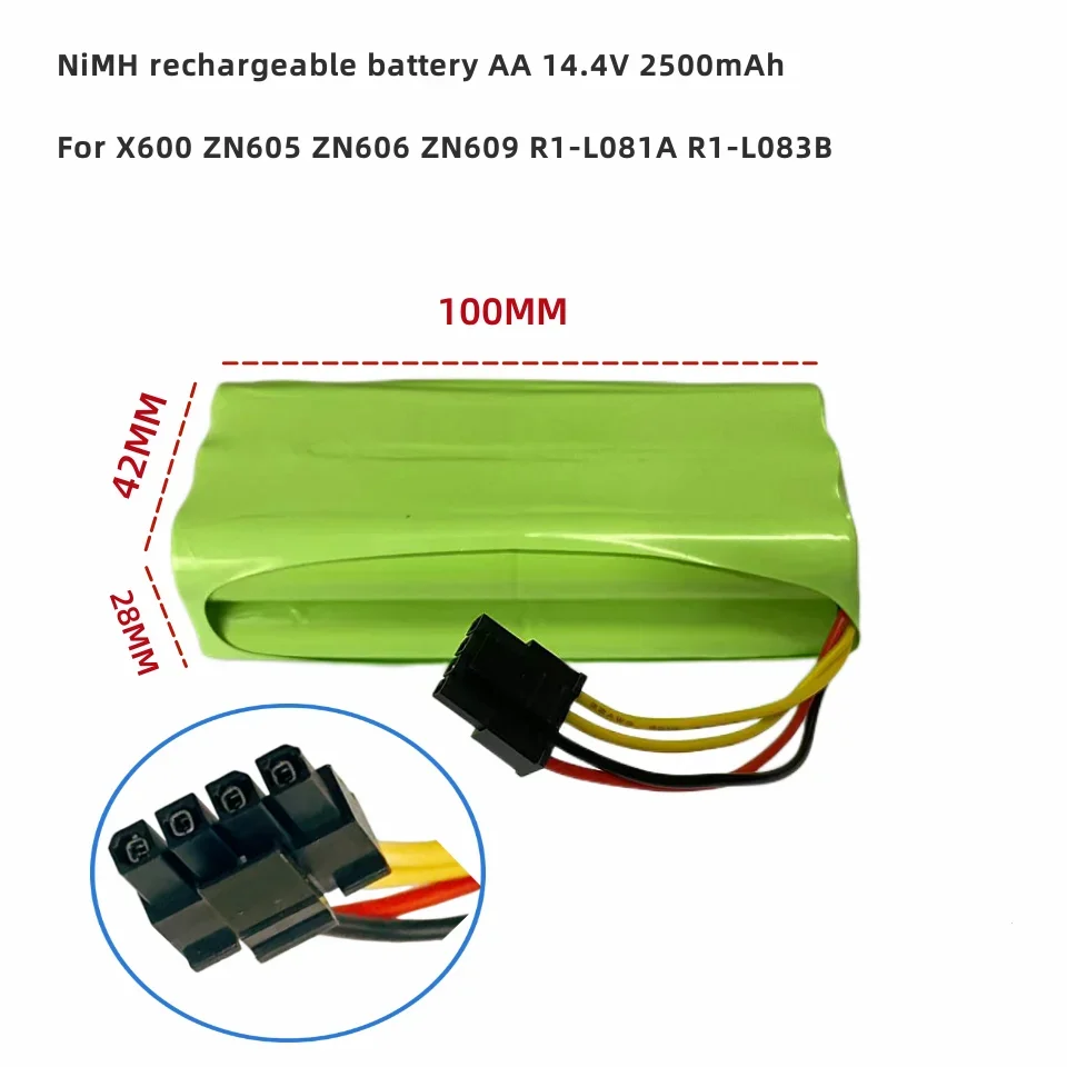 14.4V Ni-MH AA Rechargeable Battery Pack 2500MAH For Ecovacs Deebot Deepoo X600 ZN605 ZN606 ZN609 For Midea Redmond Vacuum Clean