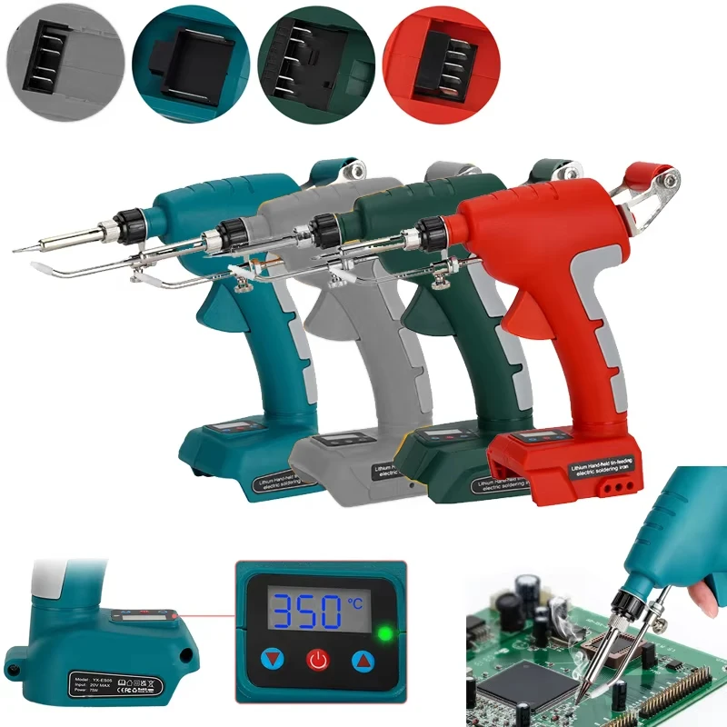 

Handheld Automatic Tin Feeding 75W Electric Soldering Iron For Makita/Dewalt/Milwaukee/Bosch 18V Li-ion Battery Display LED Iron